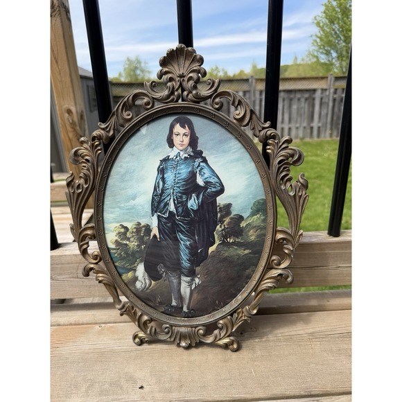 Other - Vintage Italian Victorian Boy Portrait Wall Plaque Ornate Gold Frame 16"